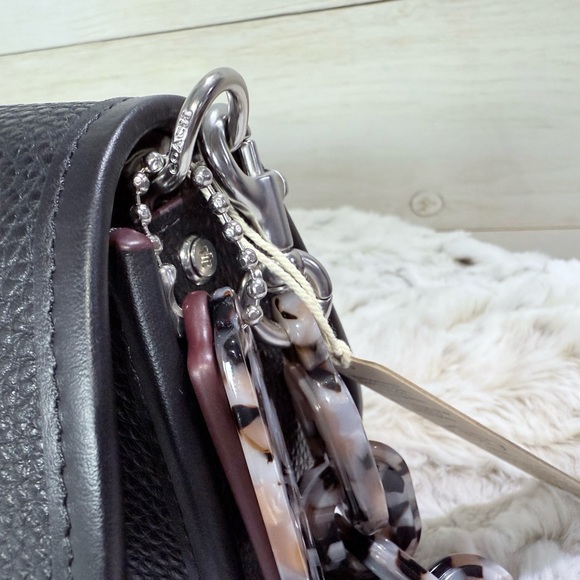 Coachtopia Wavy Dinky CK113 Black w/ Tortoise Chain with Dust Bag and Crossbody - Picture 9 of 13